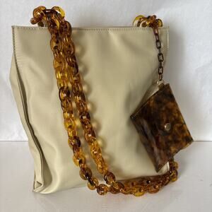 Vintage Mondani Tote shoulder Bag Y2K Purse Faux Tortoise Chain Change 9x11”